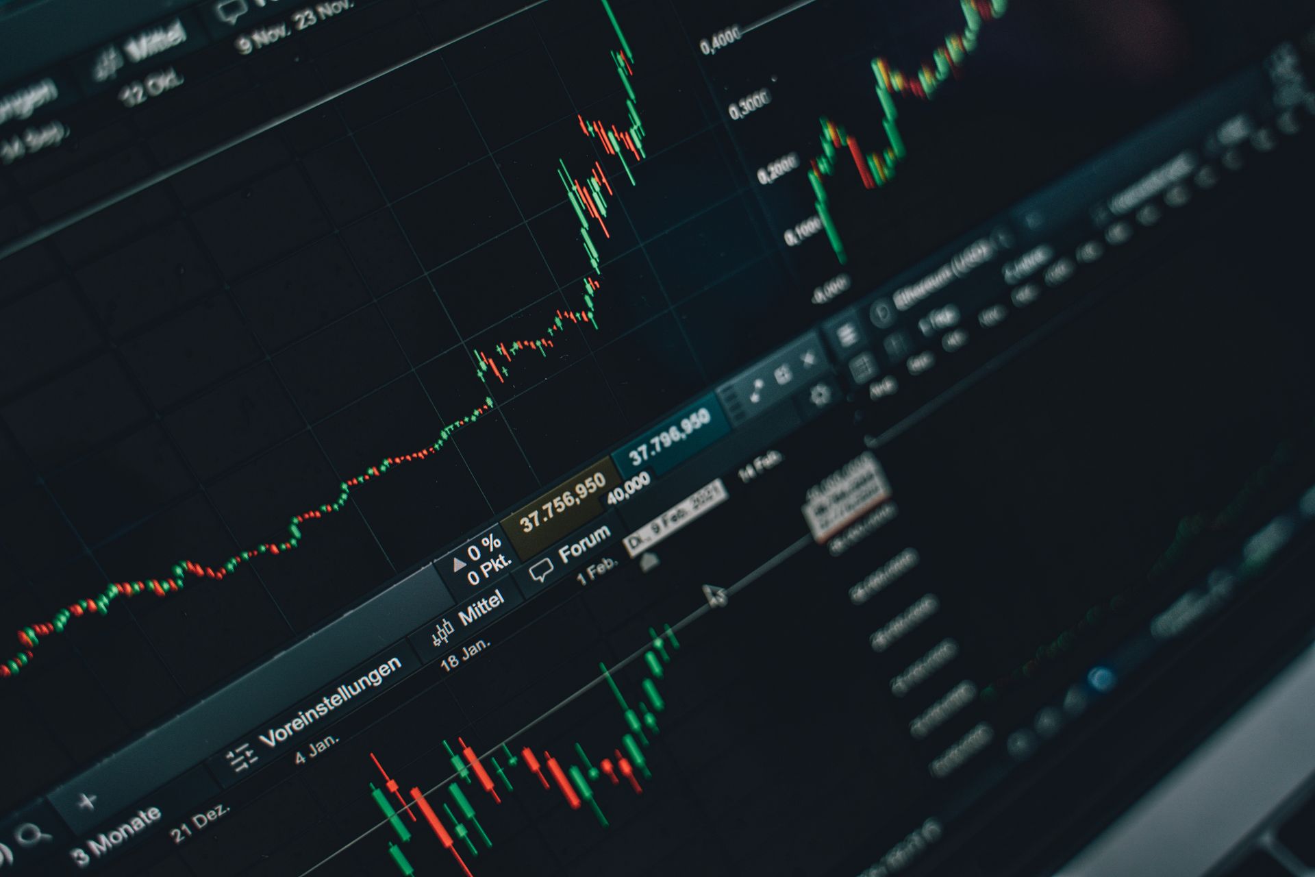 Live dark trading terminal — rails on a screen, not a research PDF